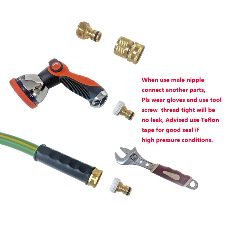 HQMPC Garden Hose Quick Connect Solid Brass Quick Connector Garden Hose Fitting Water Hose Connectors Garden Hose Disconnect 3/4 inch GHT (2Sets) (2Female+2Male) - Image 3